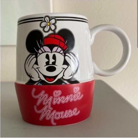 DISNEY Coffee Mug Red and white polka dot Minnie Mouse hair bow Large coffee cup - Picture 2 of 6